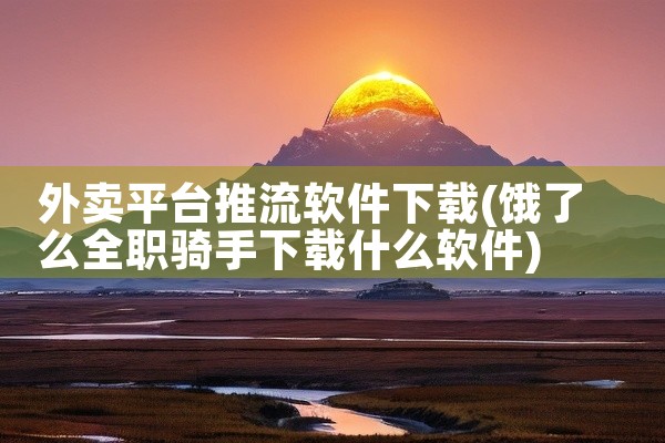 外卖平台推流软件下载