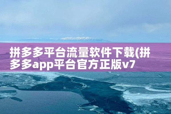 拼多多平台流量软件下载