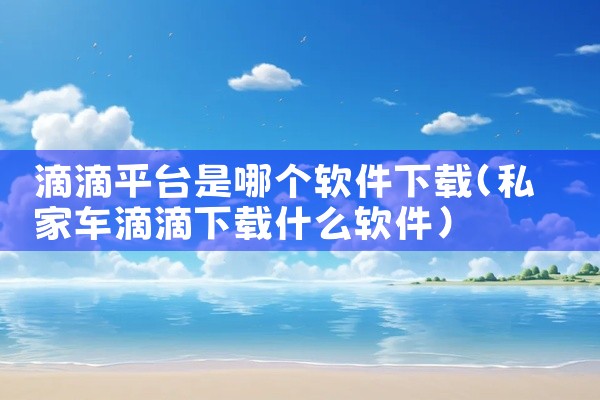 滴滴平台是哪个软件下载