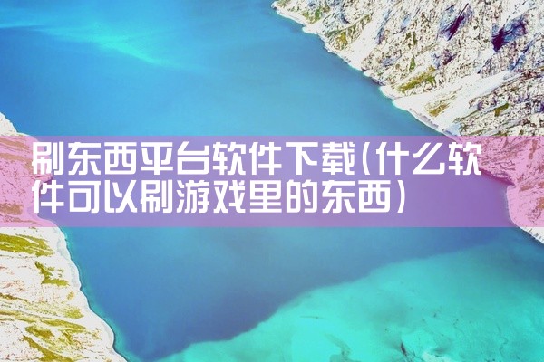 刷东西平台软件下载