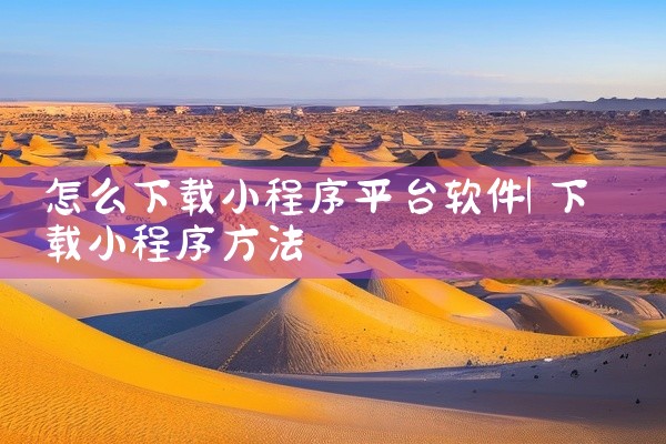 怎么下载小程序平台软件
