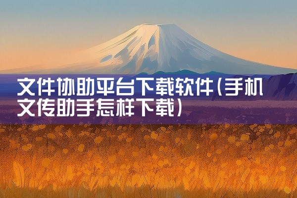 文件协助平台下载软件